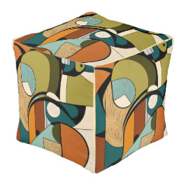 Retro-Strahlung | Olive & White Muster Hocker