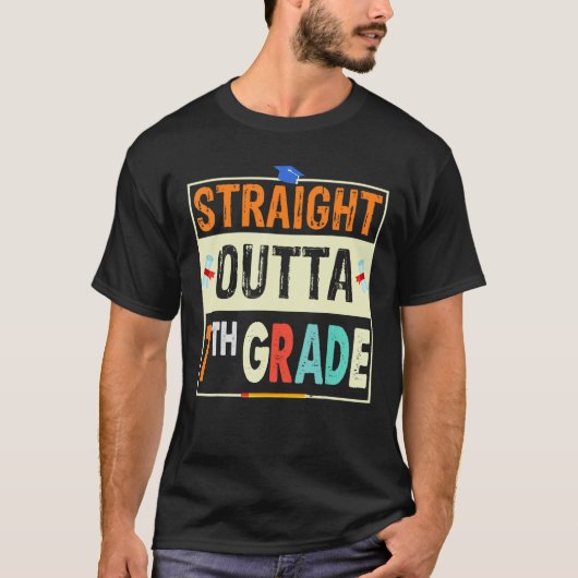 Retro Straight Outta 7th Grade  1st Day of School T-Shirt (Vorderseite)