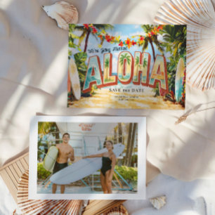 Retro Strand   Aloha Tropische Hochzeit Save The Date