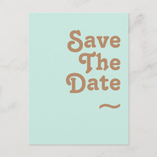Retro Strand   Aqua Save The Date Postkarte
