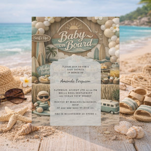 Retro-Strand-Baby-Shower-Einladung 'Baby on Board'