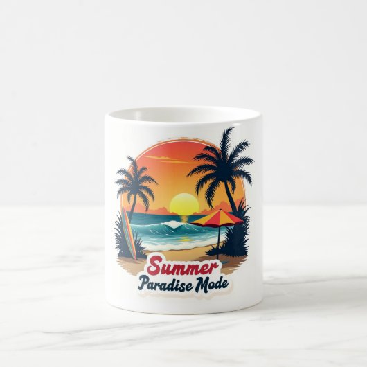 Retro-Strand-Becher „Sommerparadies-Modus“ Kaffeetasse (Mittel)
