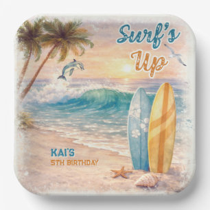 Retro-Strand-Geburtstagsfeier "Surf's Up"  Pappteller