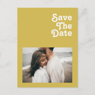 Retro Strand   Gold Foto Save-the-Date Einladungspostkarte
