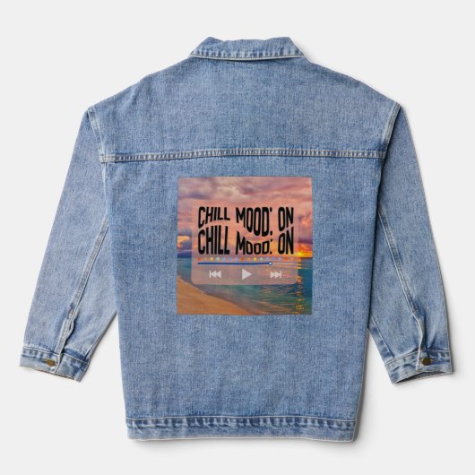 Retro-Strand-Kunst im Chill-Mood Jeansjacke (Rückseite)