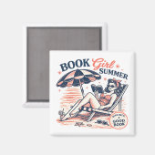 Retro-Strand-Lesemädchen-Sommer Magnet (Vorderseite/Rückseite)