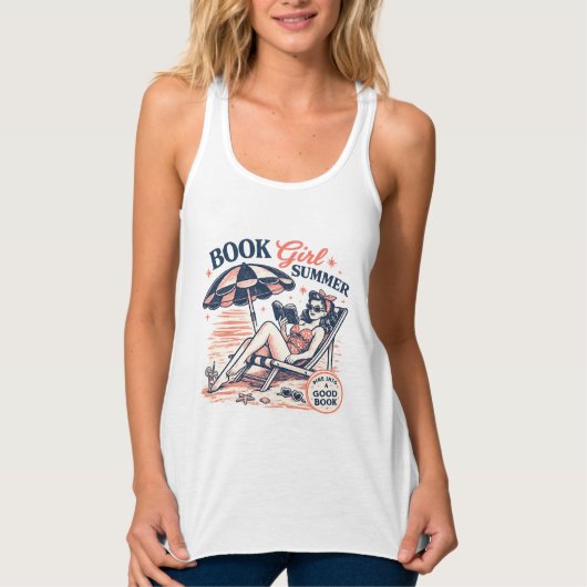 Retro-Strand-Lesemädchen-Sommer Tank Top (Vorderseite)