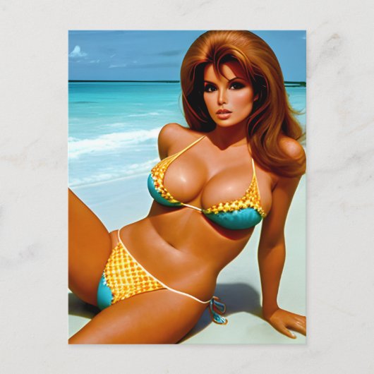 Retro-Strand Model Fantasy-Art Postkarte (Vorderseite)