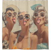 Retro-Strand-Pin-Up-Stimmung Duschvorhang (Vorderseite)