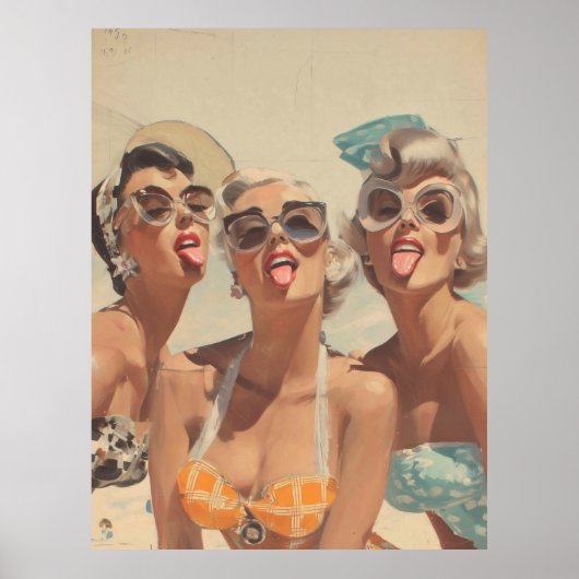 Retro-Strand-Pin-Up-Stimmung Poster (Vorne)