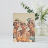 Retro-Strand-Pin-Up-Stimmung Postkarte (Stehend Vorderseite)