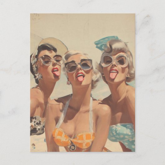 Retro-Strand-Pin-Up-Stimmung Postkarte (Vorderseite)