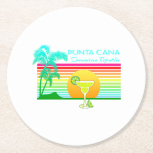 Retro Strand Punta Cana Margarita Runder Pappuntersetzer