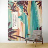 Retro-Strand-Rentnerparty-Fotohintergrund Wandteppich (Beispiel)