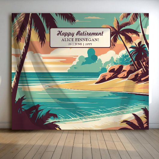 Retro-Strand-Rentnerparty-Fotohintergrund Wandteppich