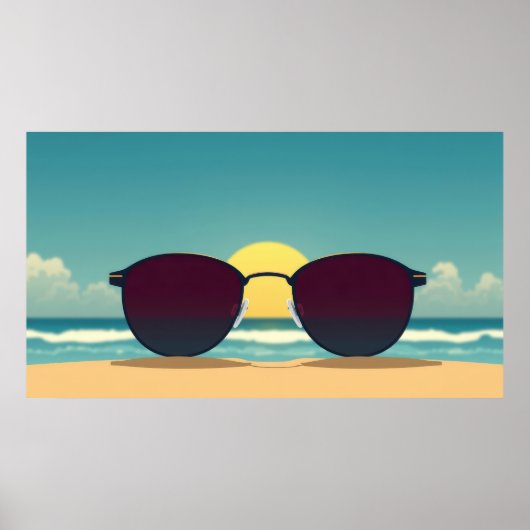 Retro-Strand-Sonnenbrille und Sonne Poster (Vorne)