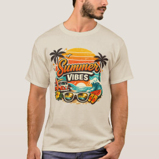 Retro-Strand-Sonnenuntergang im Sommer T-Shirt