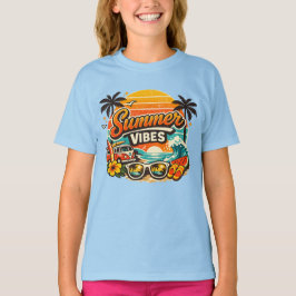 Retro-Strand-Sonnenuntergang im Sommer T-Shirt