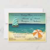 Retro Strand-Szenen-Polterabend-Einladung Einladung (Vorderseite)