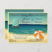 Retro Strand-Szenen-Polterabend-Einladung Einladung (Vorne/Hinten)