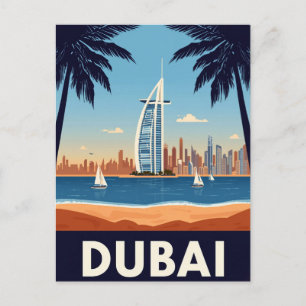 Retro-Strand von Burj Al Arab in den VAE Postkarte