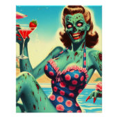 Retro-Strand-Zombie-Pin-up Poster (Vorderseite)