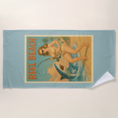 Retro-Strandleben Hai-Angeln Pin-Up Strandtuch (Vorderseite)
