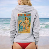 Retro-Strandleben mit Hai-Angelschnur-Pin-Up Hoodie