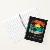 Retro-Strandleben, schwarze Silhouette Notizblock (Innenseite)