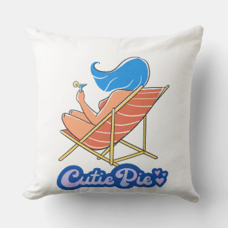 Retro-Strandlounge-Frau Cutie Pie Kissen