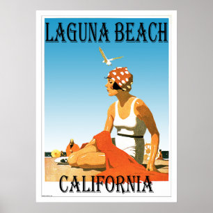 Retro Strandzwanziger jahre Laguna Poster