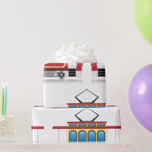 Retro-Straßenbahn-Illustration Geschenkpapier