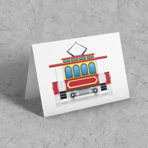 Retro-Straßenbahn-Illustration Karte