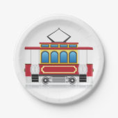 Retro-Straßenbahn-Illustration Pappteller (Vorderseite)