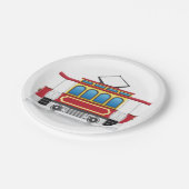 Retro-Straßenbahn-Illustration Pappteller (Schrägansicht)