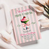 Retro Strawb Perfect Matcha Pink Bow Brautparty Einladung
