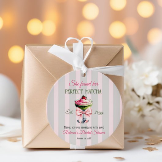 Retro Strawb Perfect Matcha Pink Bow Brautparty Geschenkanhänger