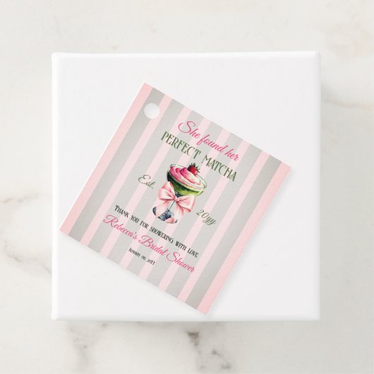 Retro Strawb Perfect Matcha Pink Bow Brautparty Geschenkanhänger (Beispiel)