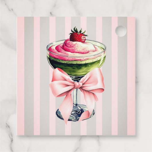Retro Strawb Perfect Matcha Pink Bow Brautparty Geschenkanhänger (Rückseite)