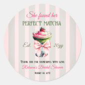 Retro Strawb Perfect Matcha Pink Bow Brautparty Runder Aufkleber (Vorderseite)
