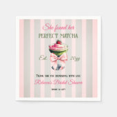Retro Strawb Perfect Matcha Pink Bow Brautparty Serviette (Vorderseite)