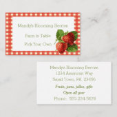 Retro Strawberry and Gingham Karo Business Card Visitenkarte (Vorne/Hinten)