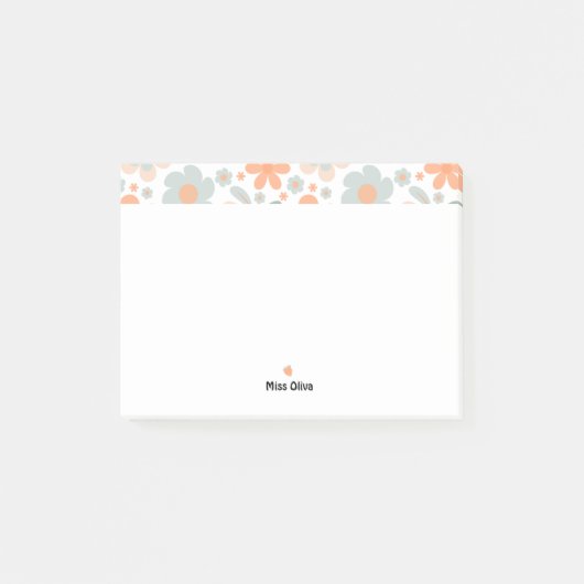 Retro Strawberry and Pastel Blume Post-it Klebezettel (Vorderseite)