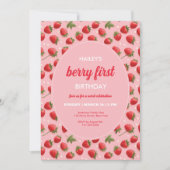 Retro Strawberry Berry Einladung zum ersten Geburt (Vorderseite)