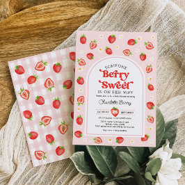 Retro Strawberry Berry Sweet Baby Girl Dusche Einladung