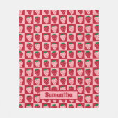 Retro Strawberry Checkerboard Muster Fleecedecke (Vorderseite)