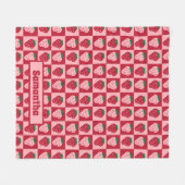Retro Strawberry Checkerboard Muster Fleecedecke (Vorderseite (Horizontal))