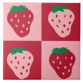 Retro Strawberry Checkerboard Muster Fliese (Vorderseite)
