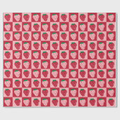 Retro Strawberry Checkerboard Muster Geschenkpapier (Flach)