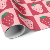 Retro Strawberry Checkerboard Muster Geschenkpapier (Rolleneckpunkt)